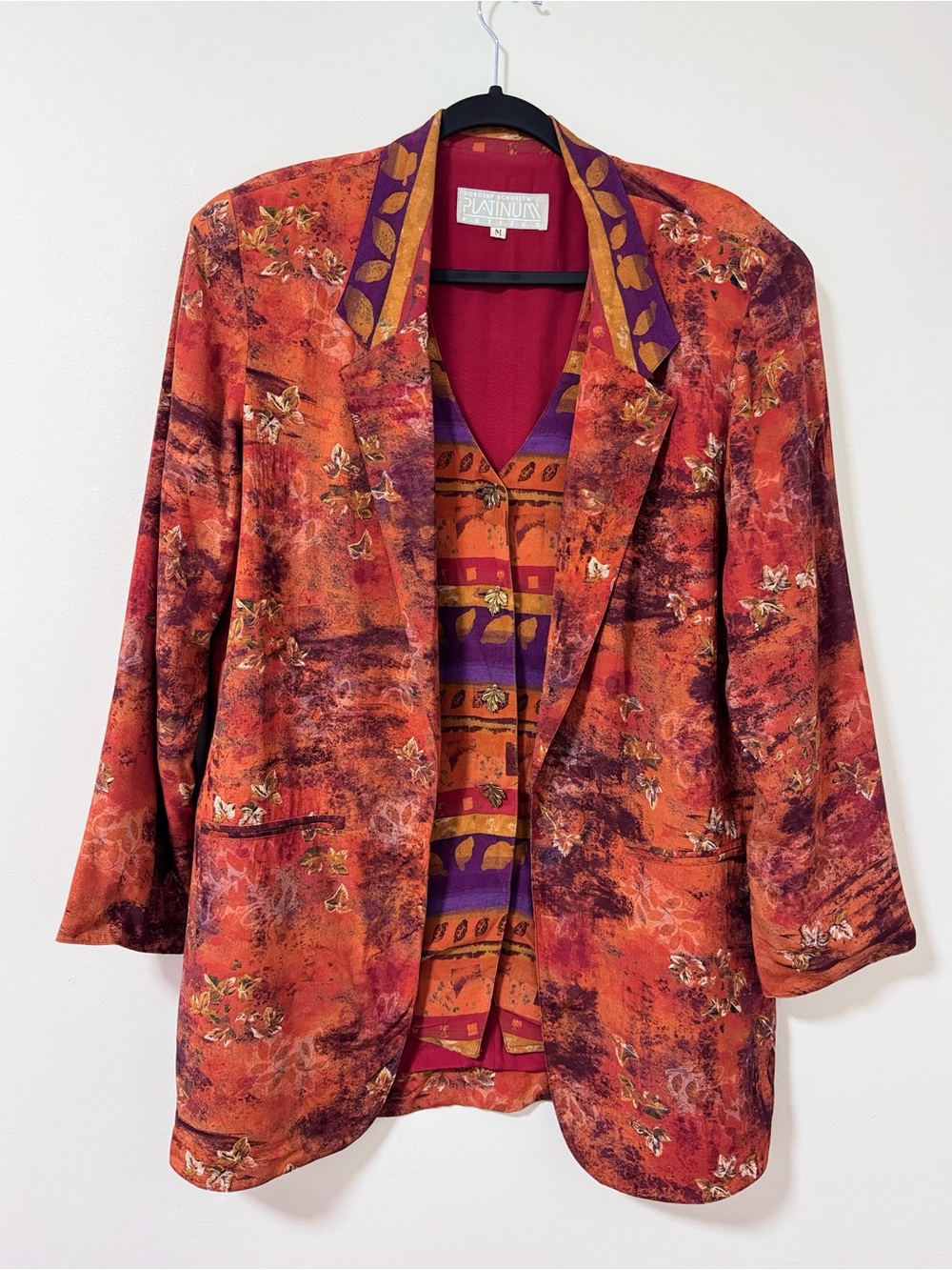 Vintage Dorothy Schoelen Platinum Blazer Vest attached Set M Petite Rayon Jacket